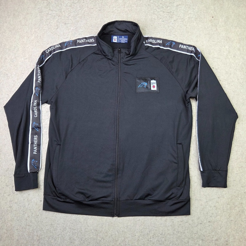 Carolina Panthers Miler Lite Windbreaker Jacket Mens XL Black Full Zip NFL
